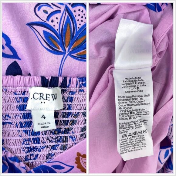 🆕 J. Crew Smocked Square Neck Poplin Midi Floral Dress - Picture 10 of 10